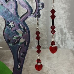 Handmade Elegant Garnet Colored January Crystal Earrings